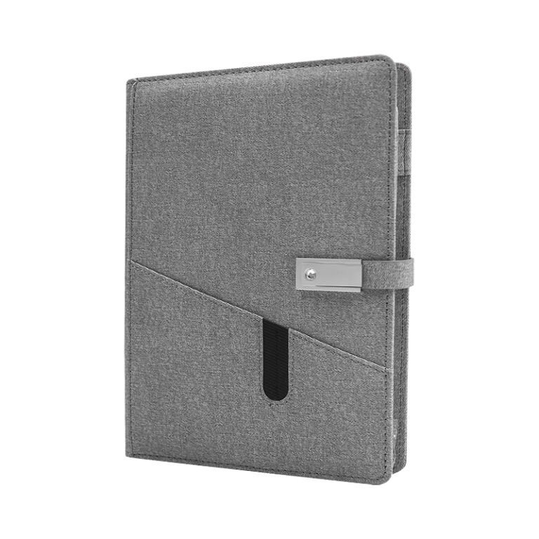 Power Bank Notebook with Phone Pocket Wireless Charger and USB Flash Drive
